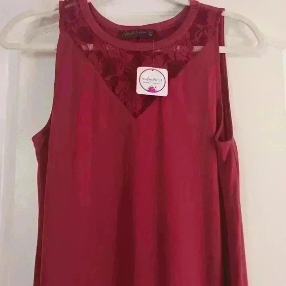 NWT Burgundy tank flowy midi dress. MADEWEST. - Picture 4 of 7